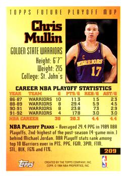 1993-94 Topps #209 Chris Mullin Back