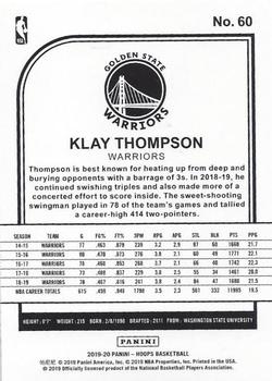2019-20 Hoops - Blue #60 Klay Thompson Back