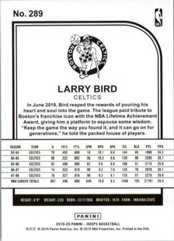 2019-20 Hoops - Orange Explosion #289 Larry Bird Back