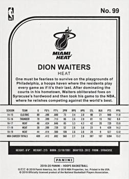 2019-20 Hoops - Yellow #99 Dion Waiters Back