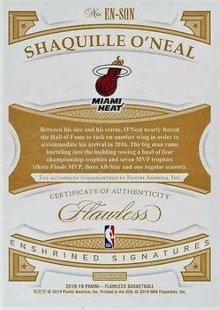 2018-19 Panini Flawless - Enshrined Signatures Ruby #EN-SON Shaquille O'Neal Back