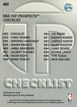 1993-94 Upper Deck #482 Top Prospects Checklist Back