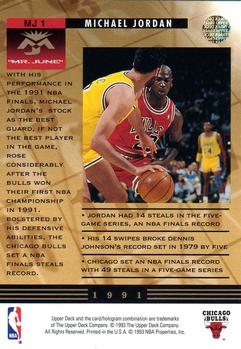 1993-94 Upper Deck - Michael Jordan Mr. June #MJ1 Michael Jordan Back