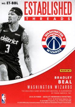 2019-20 Panini Absolute Memorabilia - Established Threads Level 1 #ET-BBL Bradley Beal Back