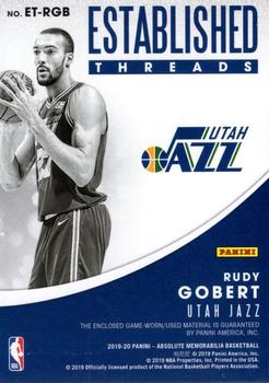 2019-20 Panini Absolute Memorabilia - Established Threads Level 1 #ET-RGB Rudy Gobert Back