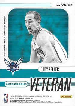 2019-20 Panini Absolute Memorabilia - Veteran Autographs Level 1 #VA-CZ Cody Zeller Back