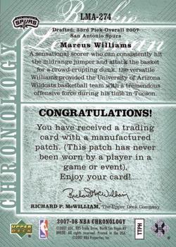 2006-07 Upper Deck Chronology - 2007-08 Rookie Draft Redemptions Green #LMA-274 Marcus Williams Back