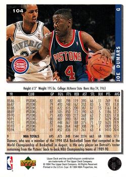 1994-95 Collector's Choice #104 Joe Dumars Back