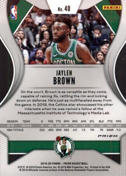 2019-20 Panini Prizm - Prizms Red White and Blue #40 Jaylen Brown Back