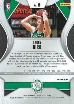 2019-20 Panini Prizm - Prizms Orange Ice #16 Larry Bird Back