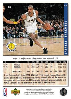 1994-95 Collector's Choice - Gold Signature #15 Latrell Sprewell Back