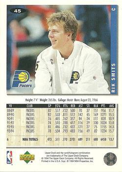 1994-95 Collector's Choice - Gold Signature #45 Rik Smits Back
