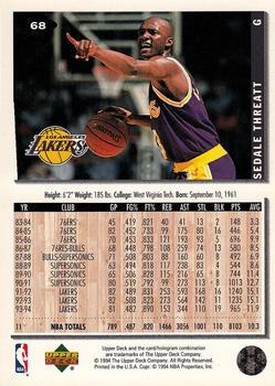 1994-95 Collector's Choice - Gold Signature #68 Sedale Threatt Back