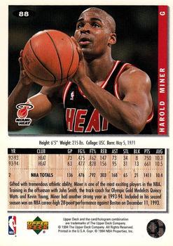 1994-95 Collector's Choice - Gold Signature #88 Harold Miner Back