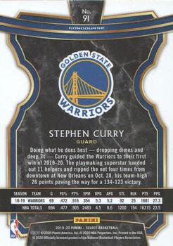 2019-20 Panini Select #91 Stephen Curry Back