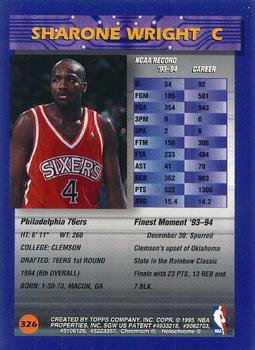 1994-95 Finest - Refractors #326 Sharone Wright Back