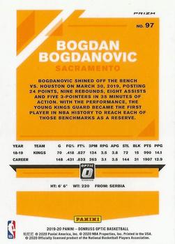 2019-20 Donruss Optic - Holo #97 Bogdan Bogdanovic Back