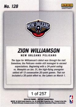 2019-20 Panini Instant NBA #128 Zion Williamson Back
