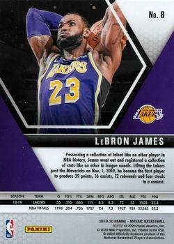 2019-20 Panini Mosaic #8 LeBron James Back