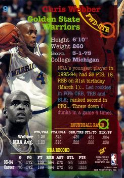 1994-95 Stadium Club #9 Chris Webber Back