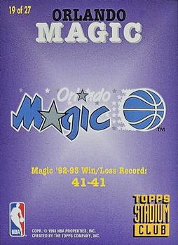 1993-94 Stadium Club - Super Teams Members Only #19 Orlando Magic Back