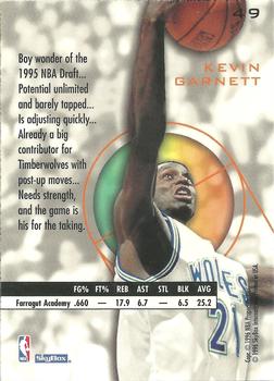 1995-96 SkyBox E-XL #49 Kevin Garnett Back