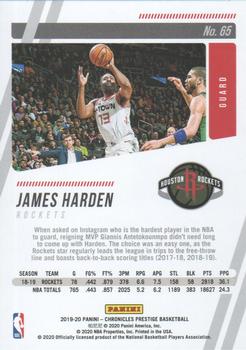 2019-20 Panini Chronicles #65 James Harden Back