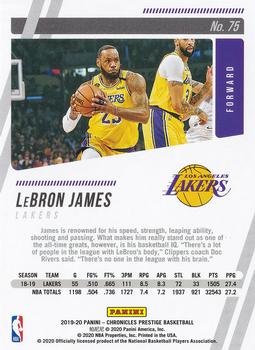 2019-20 Panini Chronicles #75 LeBron James Back