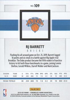 2019-20 Panini Chronicles #109 RJ Barrett Back