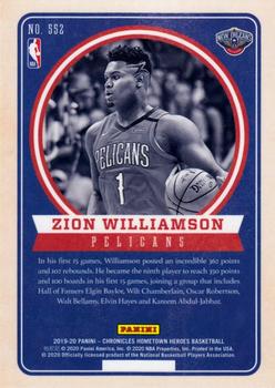 2019-20 Panini Chronicles #552 Zion Williamson Back