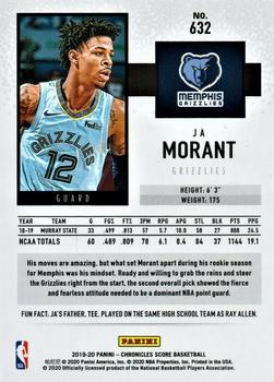 2019-20 Panini Chronicles #632 Ja Morant Back