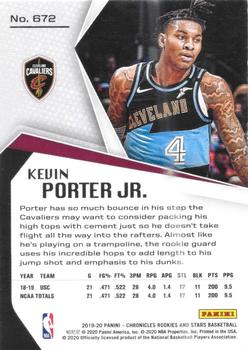 2019-20 Panini Chronicles #672 Kevin Porter Jr. Back