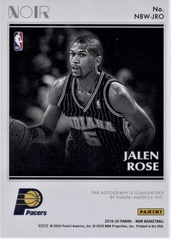 2019-20 Panini Noir - Auto Noir Black and White #NBW-JRO Jalen Rose Back