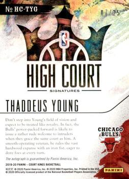 2019-20 Panini Court Kings - High Court Signatures Jade #HC-TYG Thaddeus Young Back