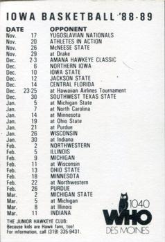1988-89 Iowa Hawkeyes #NNO Acie Earl Back