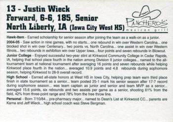 2005-06 Panchero's Iowa Hawkeyes #NNO Justin Wieck Back