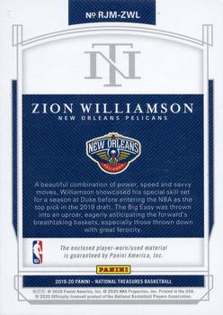 2019-20 Panini National Treasures - Rookie Jumbo Materials Prime #RJM-ZWL Zion Williamson Back