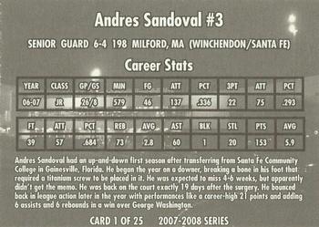 2007-08 National City Dayton Flyers #1 Andres Sandoval Back