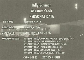 2007-08 National City Dayton Flyers #2 Billy Schmidt Back