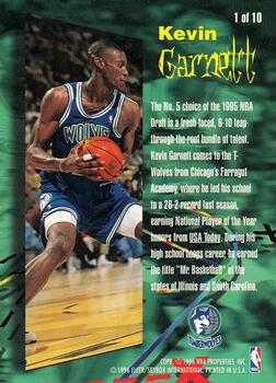 1995-96 Fleer - Rookie Phenom #1 Kevin Garnett Back