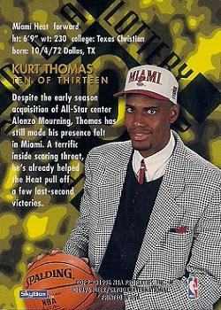 1995-96 SkyBox Premium - NBA Draft Lottery Pick Exchange #10 Kurt Thomas Back