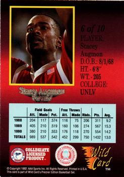 1991-92 Wild Card - Red Hot Rookies 5 Stripe #6 Stacey Augmon Back