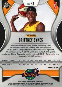 2020 Panini Prizm WNBA - Silver #42 Brittney Sykes Back