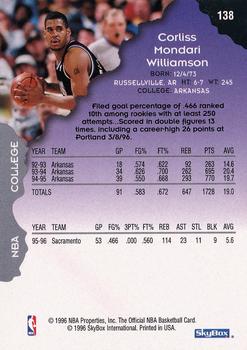 1996-97 Hoops #138 Corliss Williamson Back