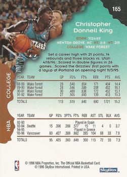 1996-97 Hoops #165 Chris King Back