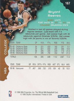 1996-97 Hoops #167 Bryant Reeves Back