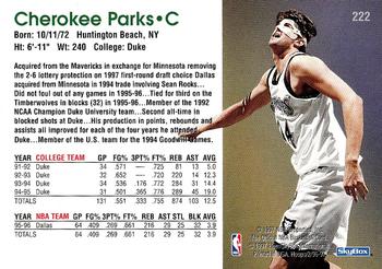 1996-97 Hoops #222 Cherokee Parks Back