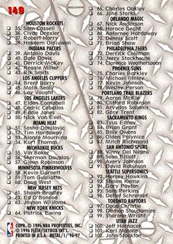 1996-97 Metal #149 Checklist: 1-102 Back
