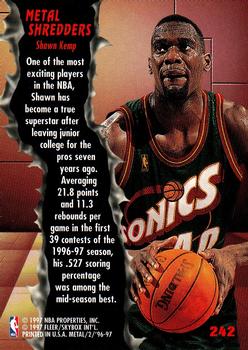 1996-97 Metal #242 Shawn Kemp Back