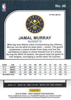 2019-20 Hoops Premium Stock - Prizms Red Cracked Ice #46 Jamal Murray Back